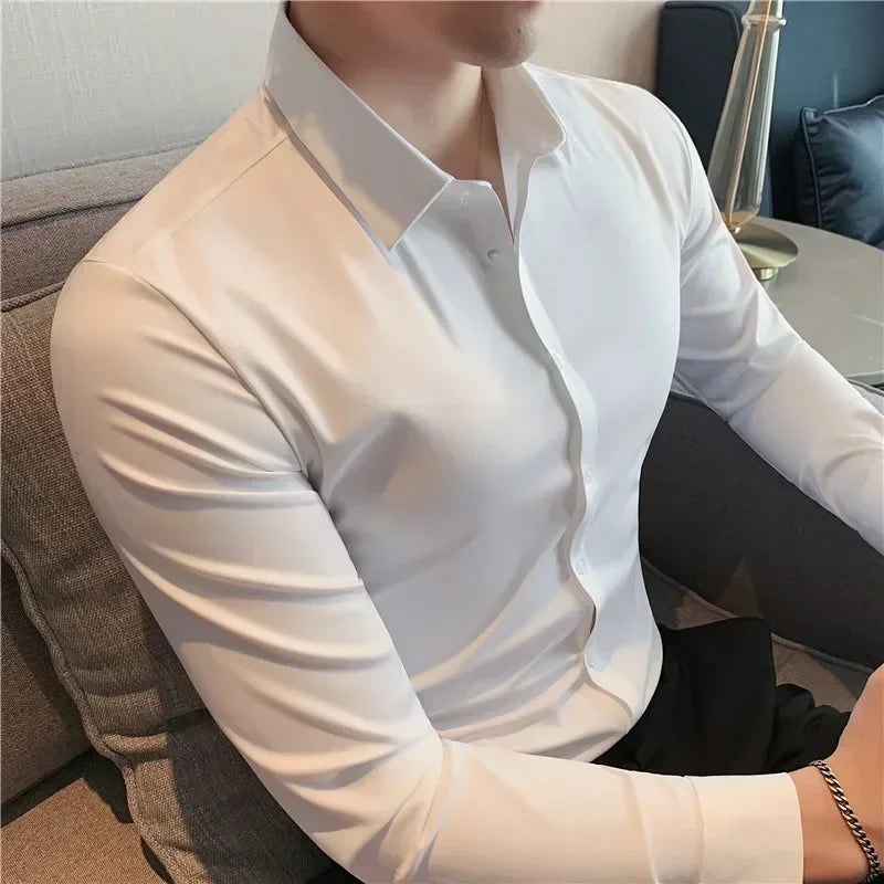 Men's Ultra-Stretch Slim-Fit Long Sleeve Shirt