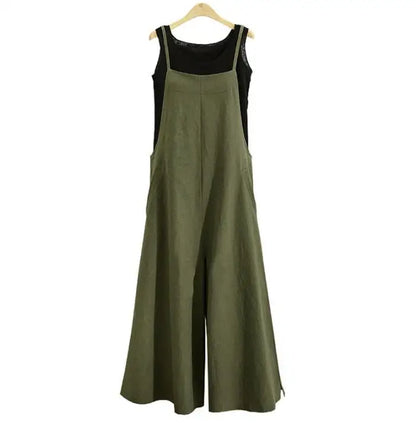 Women’s Cotton Linen Wide Leg Jumpsuit 5XL