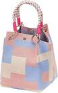 Mini Knitted Bucket Bag Women Colorblock Wristlet Purse