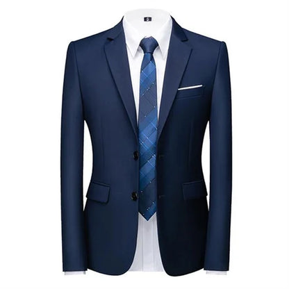 Men's Solid Color Formal Suit Jacket Slim Fit Blazer