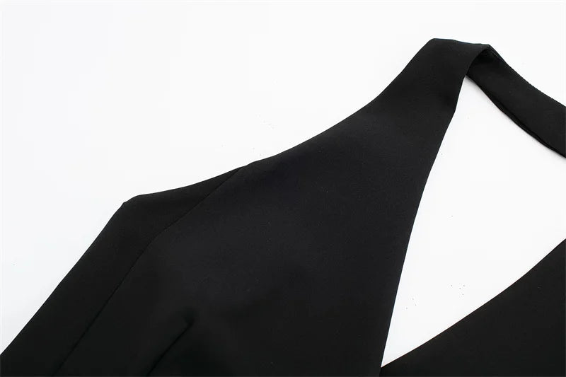 MUJER Off Shoulder Black White Cropped Vest