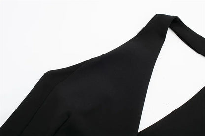 MUJER Off Shoulder Black White Cropped Vest