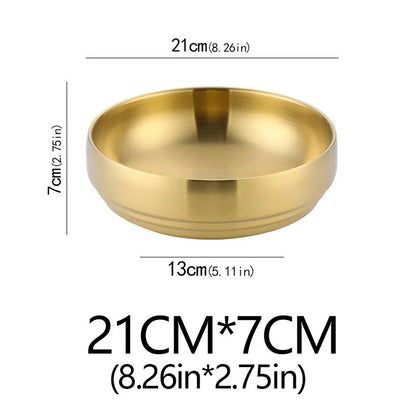 304 Stainless Steel Double Layer Noodle Bowl Gold Silver