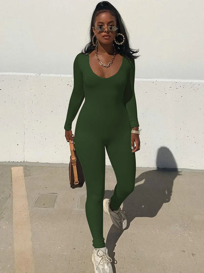 Dulzura Women Long Sleeve Bodycon Jumpsuit Overall
