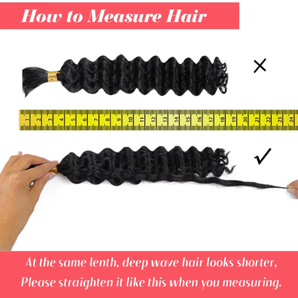 Deep Wave Bulk Human Hair 100g for Braiding