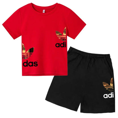 Kids Casual O-neck T-shirt and Pants Set