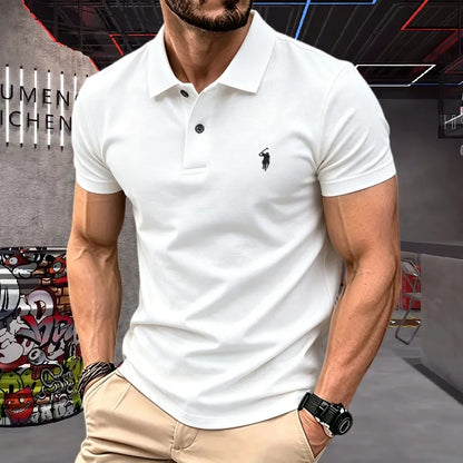 Men's Short Sleeve Polo Shirt Cotton Embroidery Casual