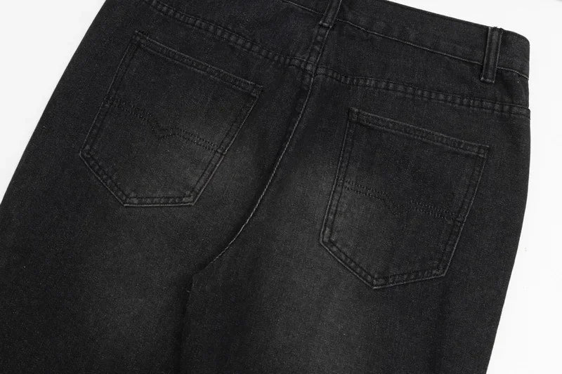 Washed Denim Trousers for Men with Micro-Flared Style