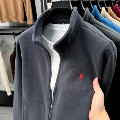 Men's Winter Thick Plush Jacket with Zipper and Pockets