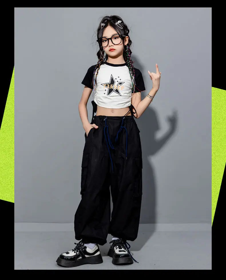 Girls Loose Cargo Pants with Belt for Daily Wear