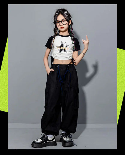 Girls Loose Cargo Pants with Belt for Daily Wear