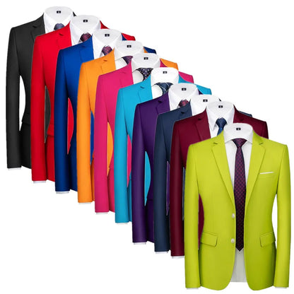 Men's Solid Color Formal Suit Jacket Slim Fit Blazer