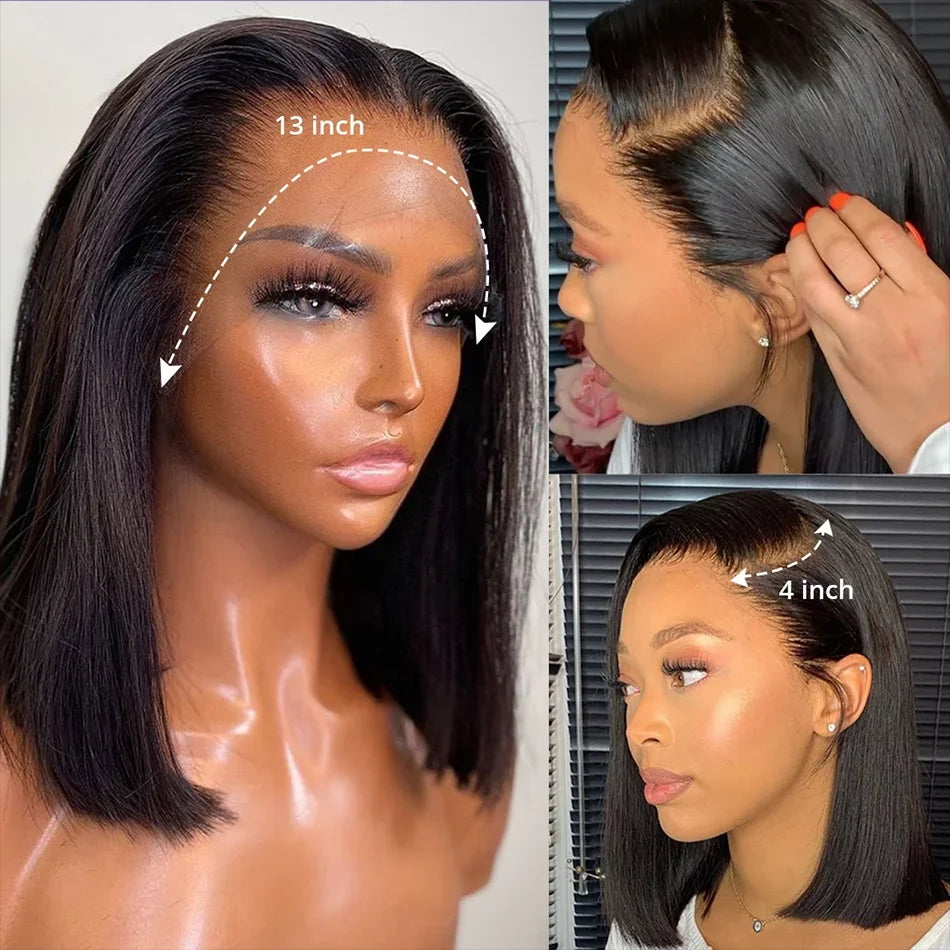 Bob Straight Lace Front Wig 16 Inch Human Hair