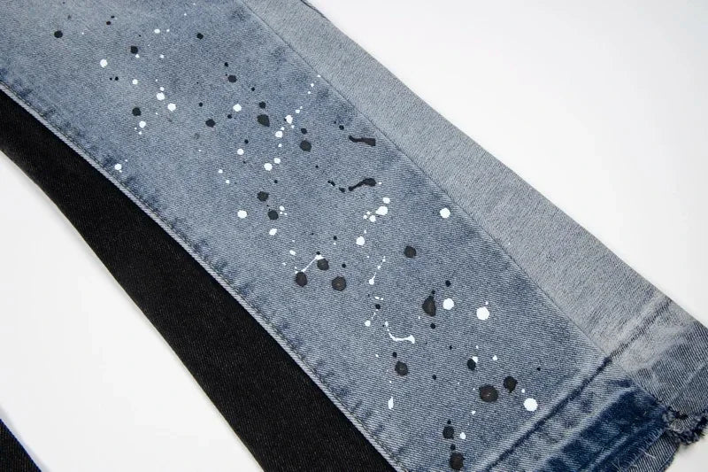 Washed Denim Trousers for Men with Micro-Flared Style