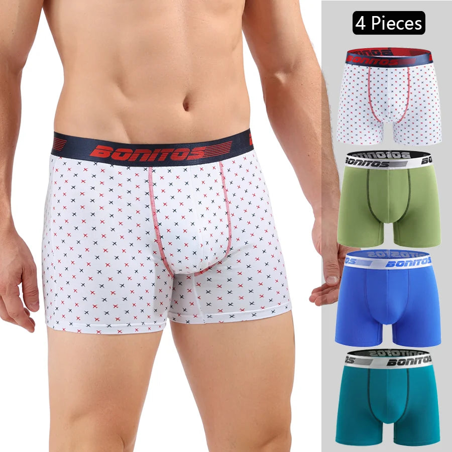 4pcs Cotton Boxer Shorts for Men Soft Underwear Set