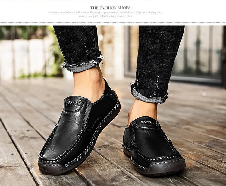 Men's Genuine Leather Slip-On Loafers Casual Shoes