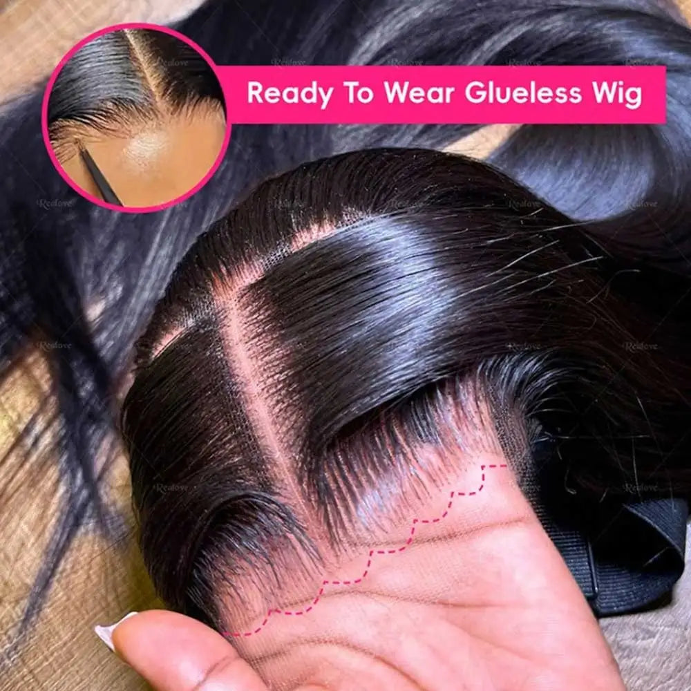 Straight Human Hair Wig 40 42 Inch Glueless Lace Front