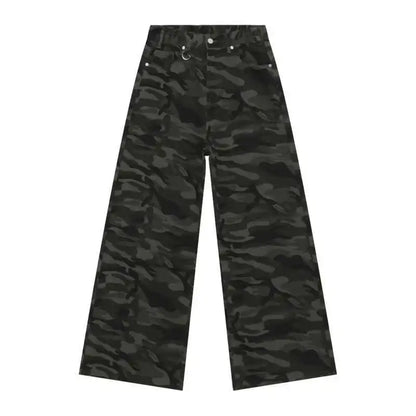 IEFB Vintage Camouflage Men's Loose Denim Jeans Old Blue