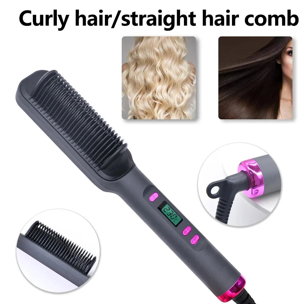 Electric Hot Comb Straight Hair Straightener Brush