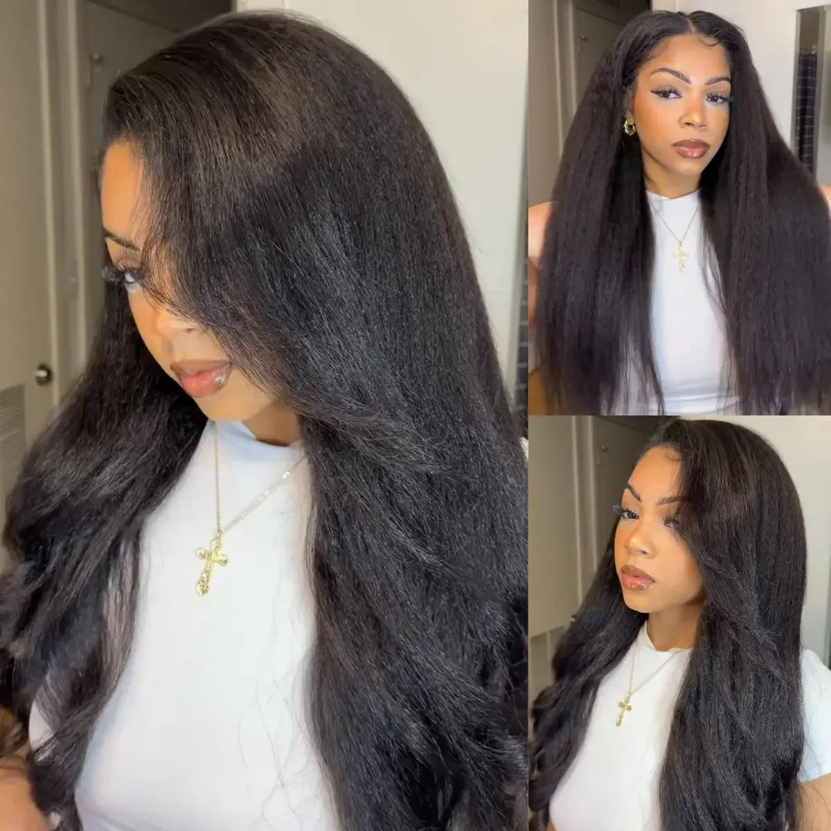 Kinky Straight V Part Wig 220% Density Human Hair