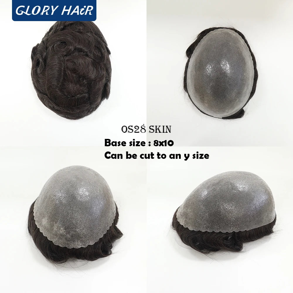 Double Knotted Toupee 130% Density Indian Hair 5 Inch