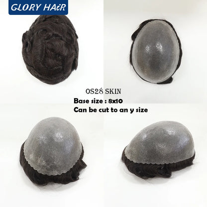 Double Knotted Toupee 130% Density Indian Hair 5 Inch