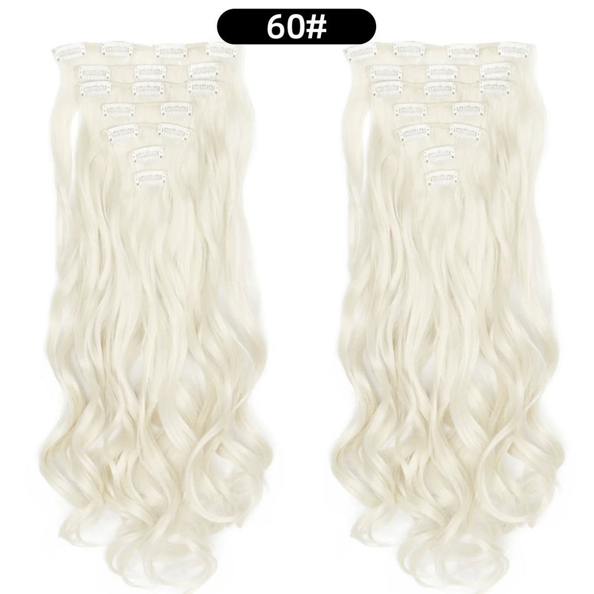 22 Inch Curly Wavy Clip In Hair Extensions Synthetic