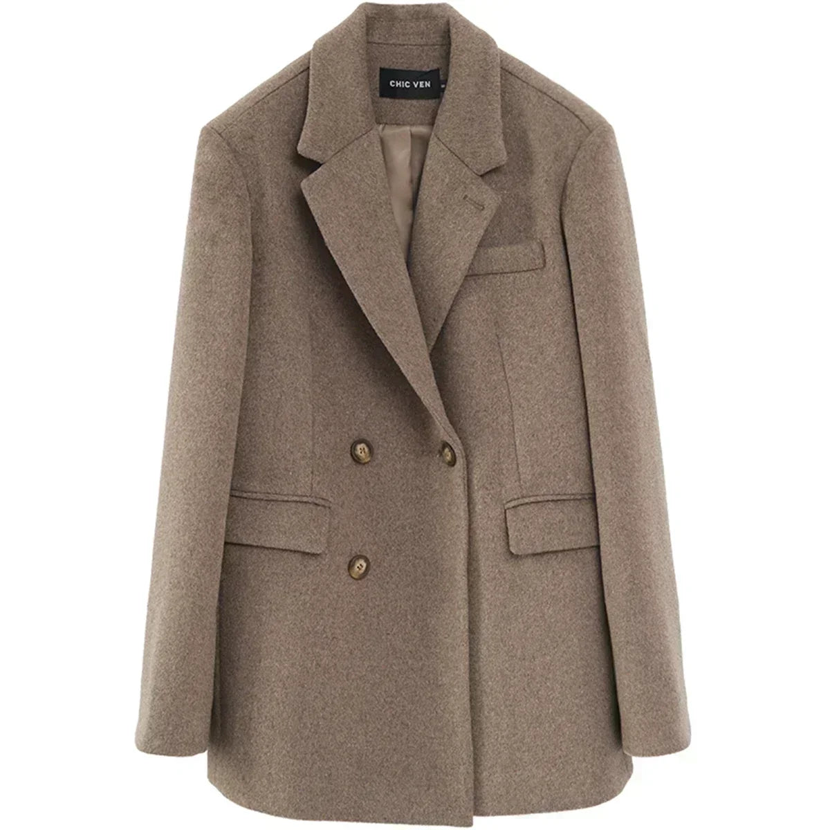 Wool Blend Mid Long Blazer Coat for Women