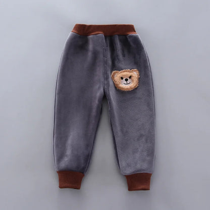 Kids Cotton Thick Warm Hooded Sweater Set Pink Grey