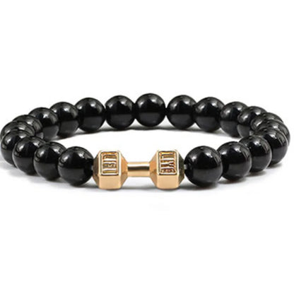 Natural Black Volcanic Lava Stone Dumbbell Bracelet