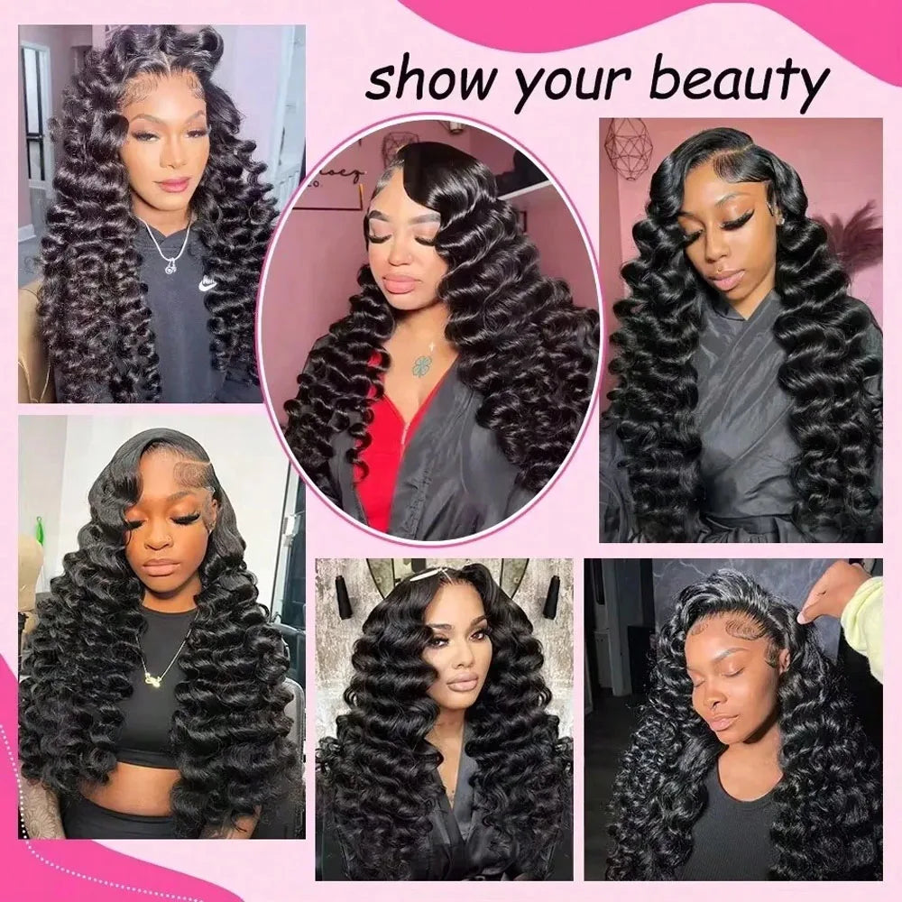 250% Density 40 Inch Loose Deep Wave Lace Front Wig