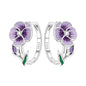 S925 Sterling Silver Iris Flower Hoop Earrings for Women
