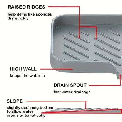 Silicone Kitchen Sink Faucet Mat and Tray
