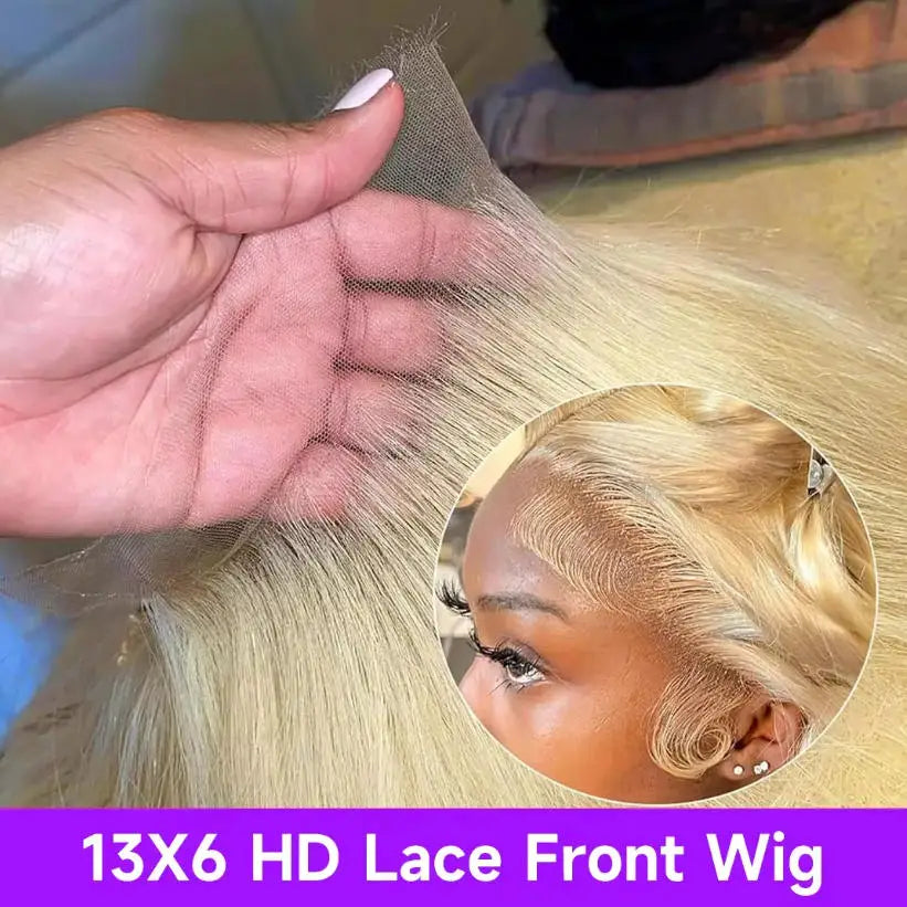 613 Blonde Bone Straight Human Hair Wig Long Lengths
