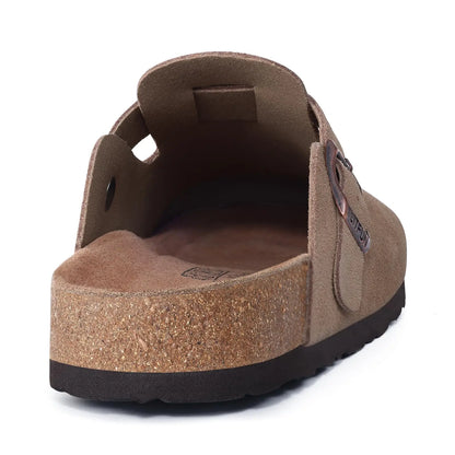 Genuine Leather Clogs with Cork Footbed for Women