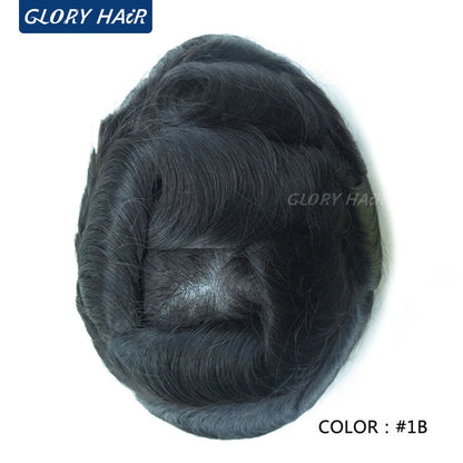 Double Knotted Toupee 130% Density Indian Hair 5 Inch
