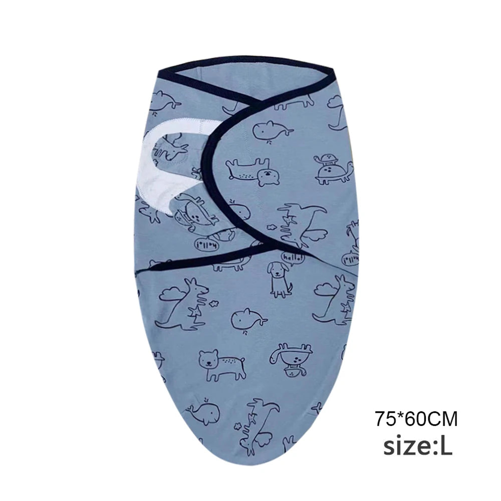 Cotton Cartoon Printed Baby Blanket Hat Set