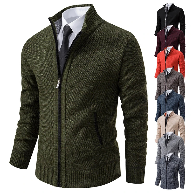 Men's Fleece Zipper Cardigan Casual Sports Coat