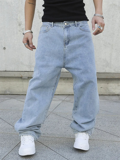 Men's Baggy Denim Jeans Casual Loose Straight Pants