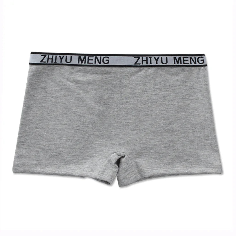 Teenage Girls Cotton Panties Solid Color Mid Waist Briefs