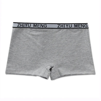 Teenage Girls Cotton Panties Solid Color Mid Waist Briefs