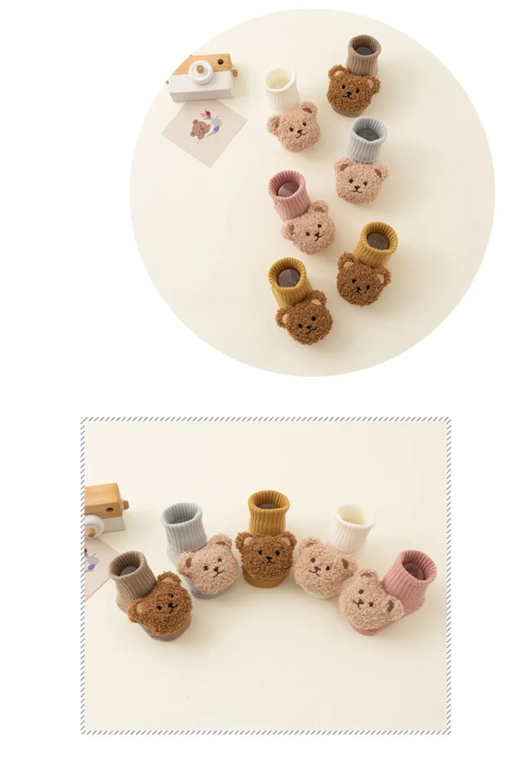 Cute Cartoon Bear Baby Socks Cotton Anti Slip Warm