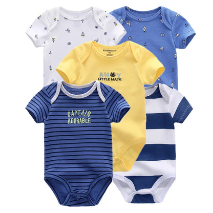 Kiddiezoom Cartoon Short Sleeve Baby Bodysuits 100% Cotton