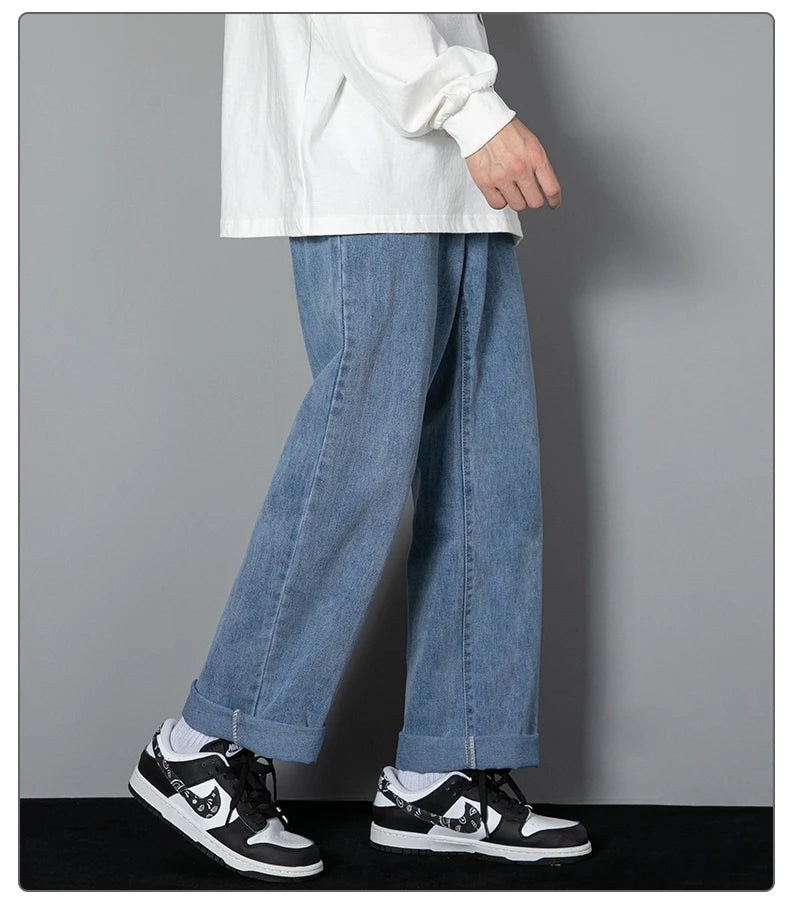 Men's Casual Straight Denim Jeans in Light Blue