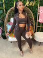 Weird Puss Women 3 Piece Tracksuit Set with Zipper Jacket