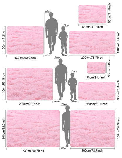 Pink Fluffy Polyester Carpet for Children's Room