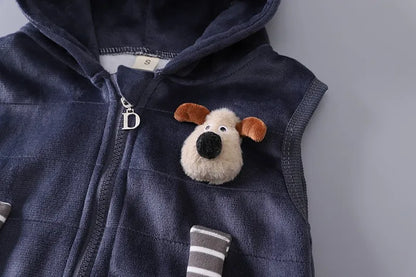 Baby Boys Cartoon Dog Fleece Vest Coat Pants Set
