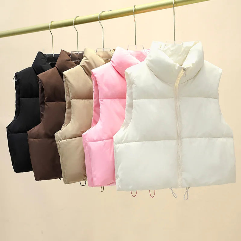 Winter Short Down Vest Women Zipper Jacket Casual