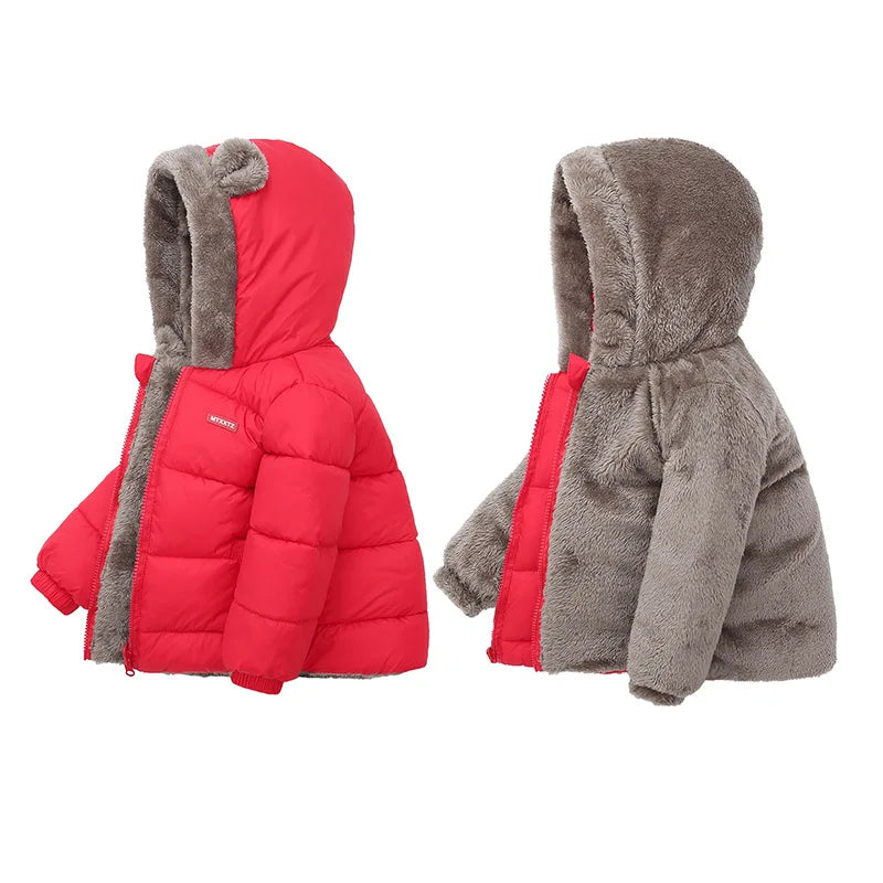 Thick Winter Jacket for Kids Hooded Cotton Outerwear