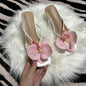 Orchid Flower High Heeled Slingback Shoes for Women
